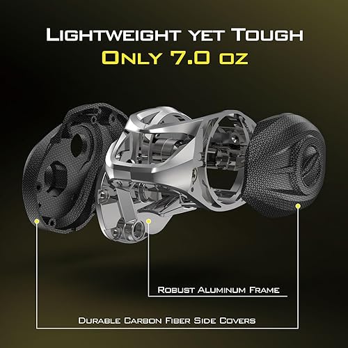 Miniatura 4 de KastKing Skeet Reese Icon Carretes de cebo  Carrete de pesca AutoMag con sistema de frenado doble, marco de aluminio ligero de 7 onzas, arrastre de