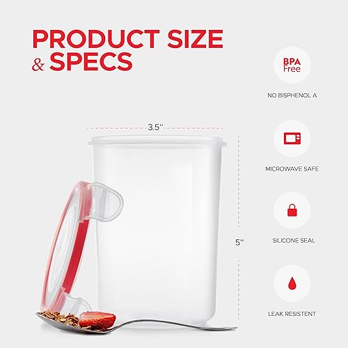 Miniatura 4 de Recipiente de avena con tapas (juego de 4) de 16 onzas | Recipiente de avena para llevar | Tarros de avena con tapa | Recipiente de cereales y leche