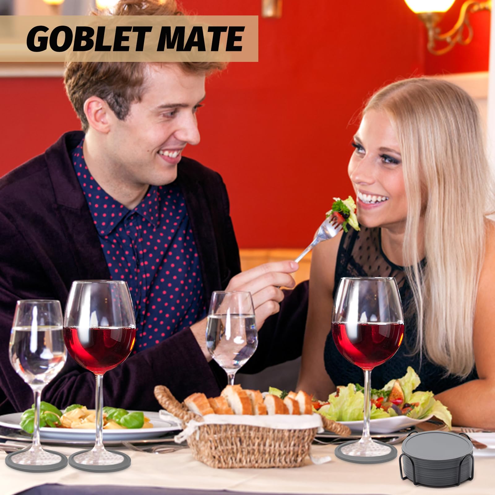 12 Pezzi Sottobicchieri Rotondi In Silicone, Sottobicchieri Neri