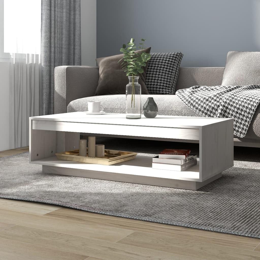 Couchtisch Weiß 110x50x33,5 cm Kiefer Massivholz
