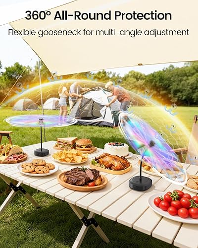 Miniatura 4 de Paquete de 4 ventiladores de mesa de alimentos, ventilador de alimentos recargable alimentado por USB de 2000 mAh, ventilador portátil con cuello de