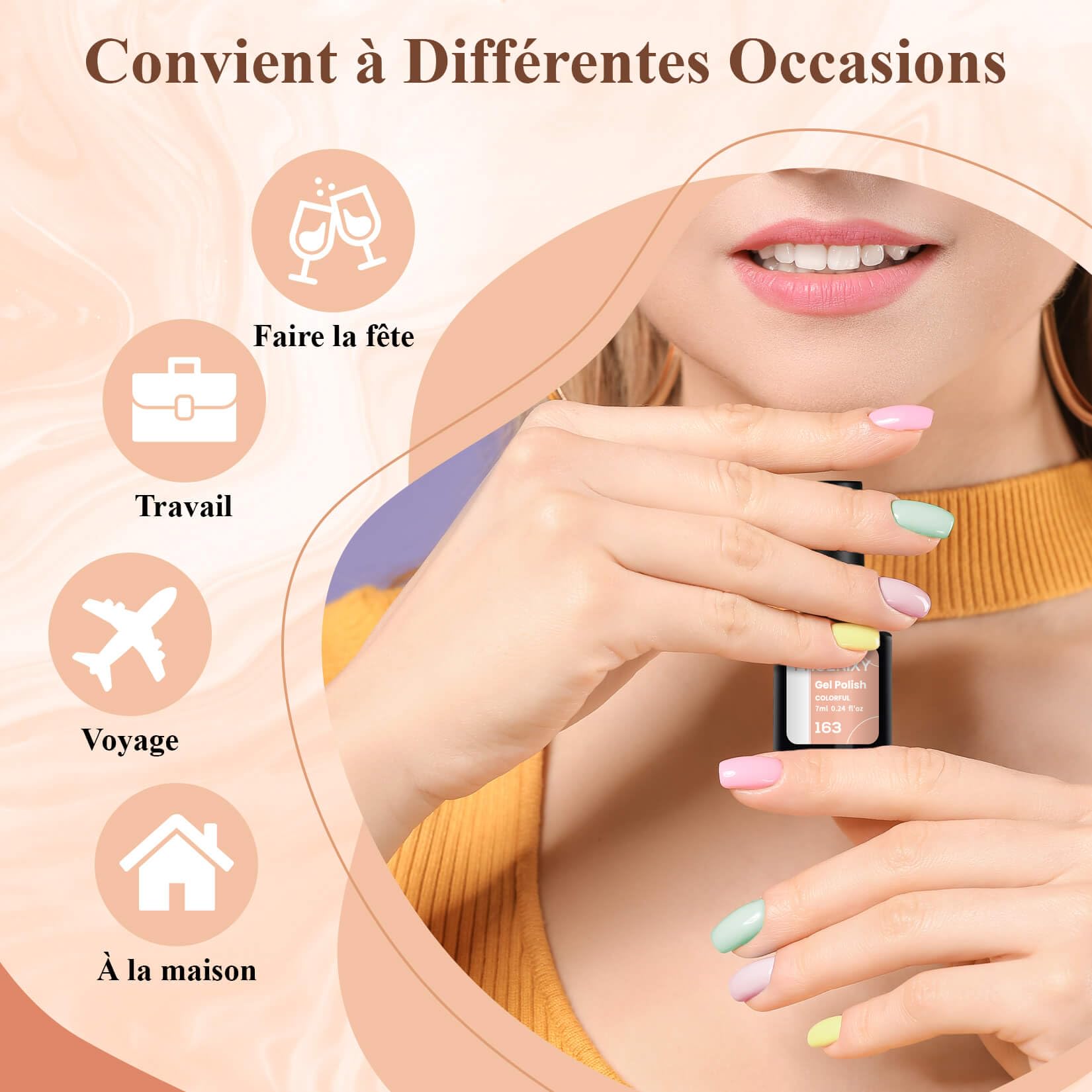Phoenixy 50Pcs Vernis Semi Permanent 45 Couleurs Vernis Gel UV Semi Permanent avec 1 Base Coat 4 Top Coat Brillant Mat et Glitter Lot Vernis à Ongles Rose Marron Violet