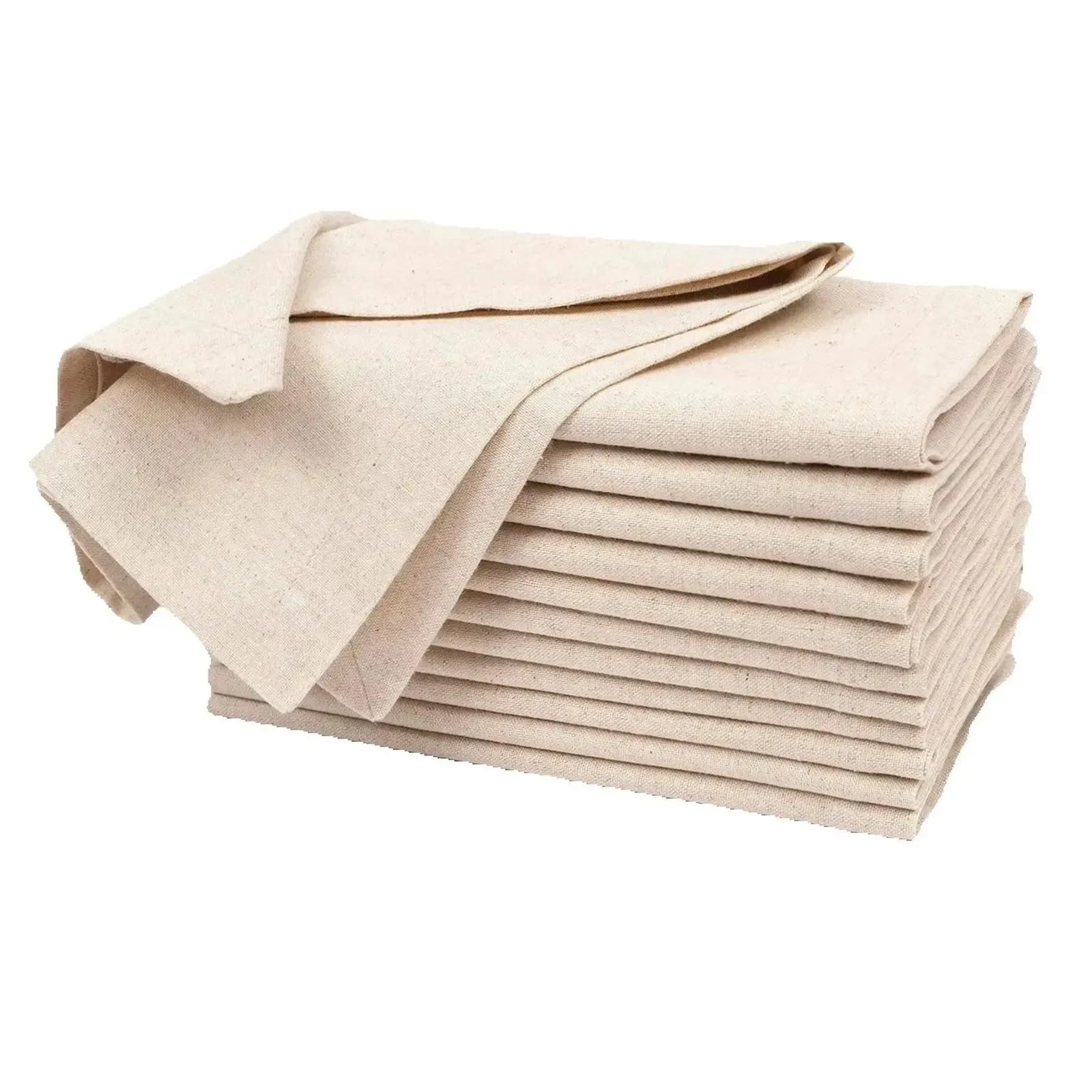 Servilletas de Mesa de algodón, Servilletas de Mesa Lino y algodón, 6 Piezas, Color Blanco, Varios tamaños, Esquinas ingleteadas(White 50x50cm)