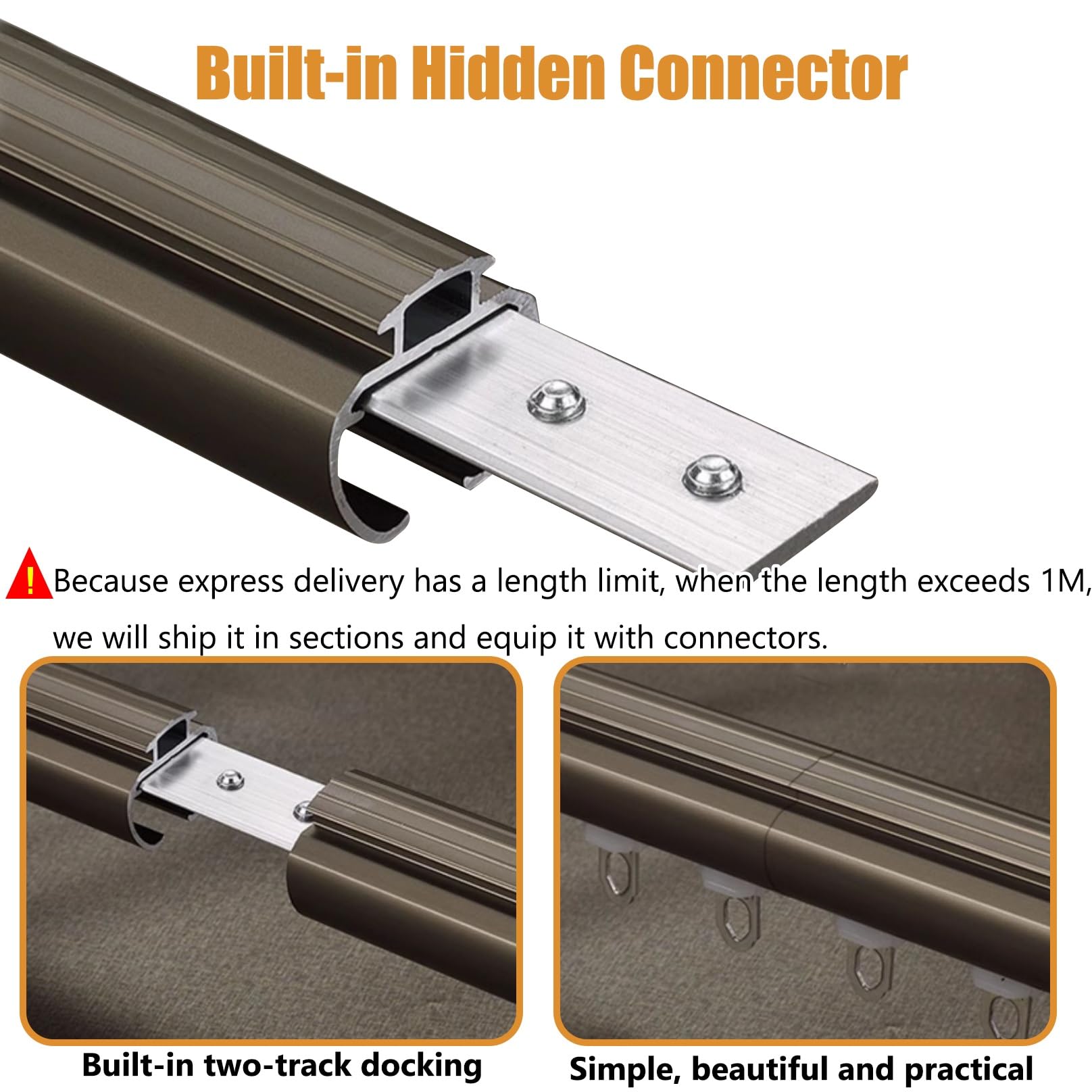 Binario doppio per tenda a 2 strati, bastoni asta per tende in alluminio binari a soffitto Per Soggiorno E Bagno(Black,0.9m (2.95ft))