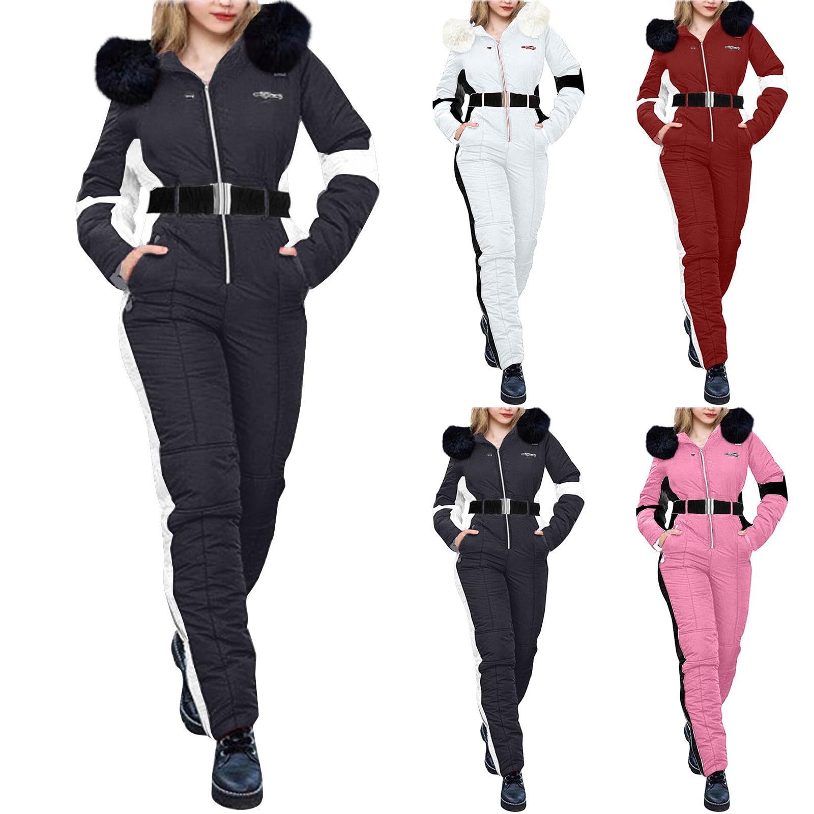 Generisch Schneeanzug für Mädchen Kuscheliger Schneeanzug Skianzug Mädchen Schneeoverall Winterjacke Kinder Skihose Schneejacke Zweiteilig Skianzug Skioverall Kinder Damen Winteranzug