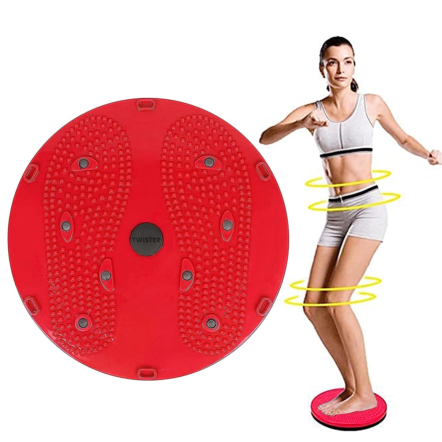 MANOGYAM Twister | Tummy Twister | Body Toner | Waist Trimmer | Fat Burner | Fitness Accessories | Fat Buster Workout Perfect Home Gym Equipment for Men & Women (Red Twister)