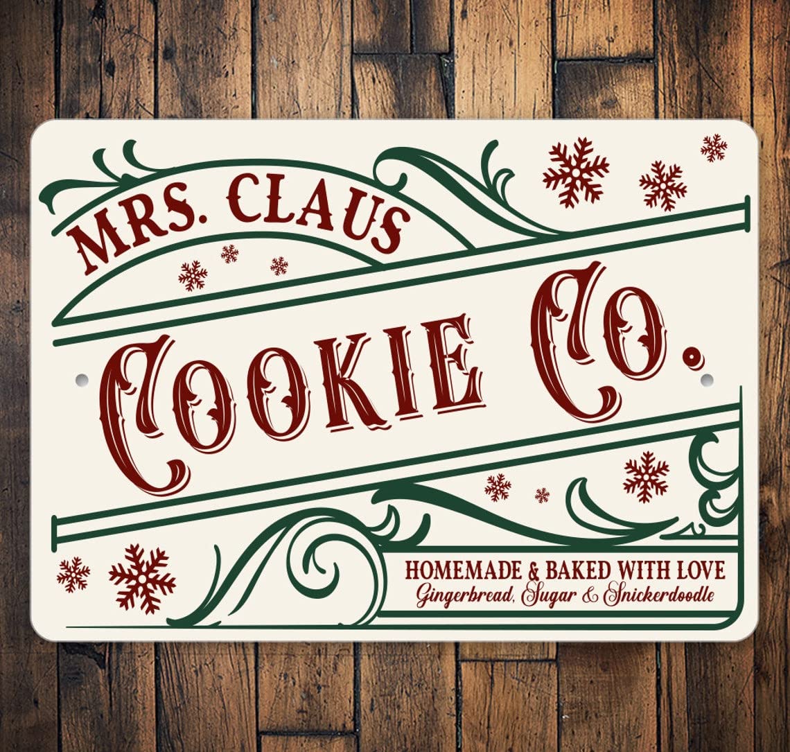 Christmas Cookie Signs Cookie Lovers Kitchen Gifts Holiday Signs Metal Signs Vintage Wall Decor for Home Gate Garden Bar Restaurant Cafe Office Shop Bar Club Sign 12x8inch Plaque Tin Sign