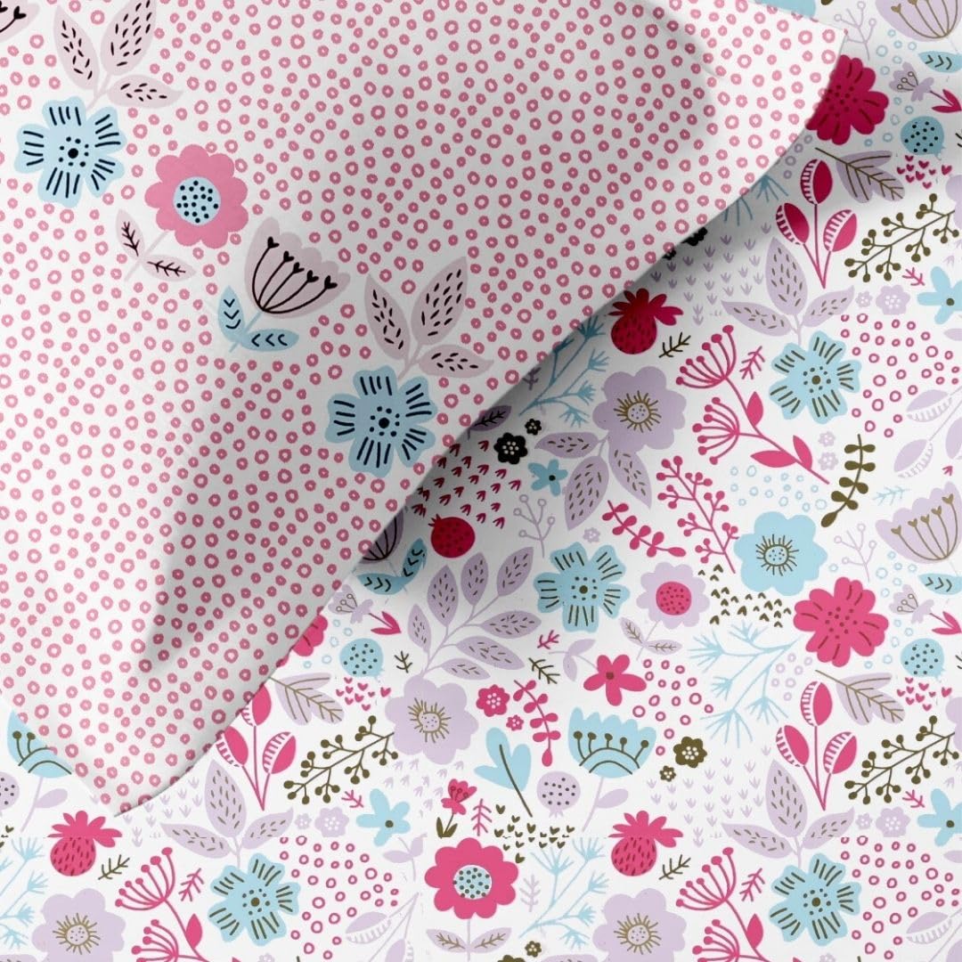 Jaipur Weaves Bedsheet Single Size 100% Pure Cotton Bed Sheet with 1 Pillow Cover, 240 TC Premium Bedding Set, 63x90 inches, Super Soft Cozy (Pink Harmony, Single)