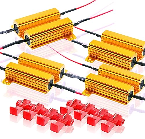Zone Tech 8 unidades de carga de resistencias ledes para direccional o para placa de auto de 50W 6Ohm ledes (soluciona el problema de luces