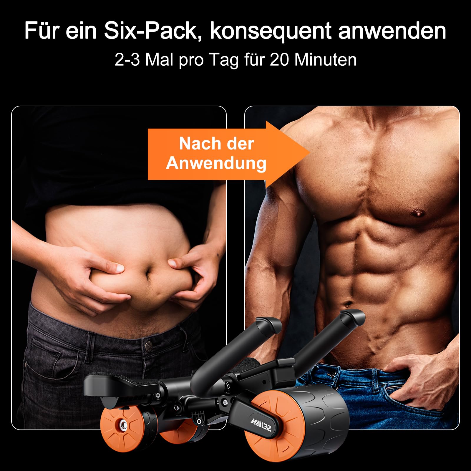 Bauchroller Bauchtrainer Fitnessgeräte für Zuhause, Automatisches Rebound Bauchtrainer Roller, Elbow Support Ab Wheel Bauchmuskeltrainer Abdominal Exercise Roller Sixpack Bauch Trainingsgerät