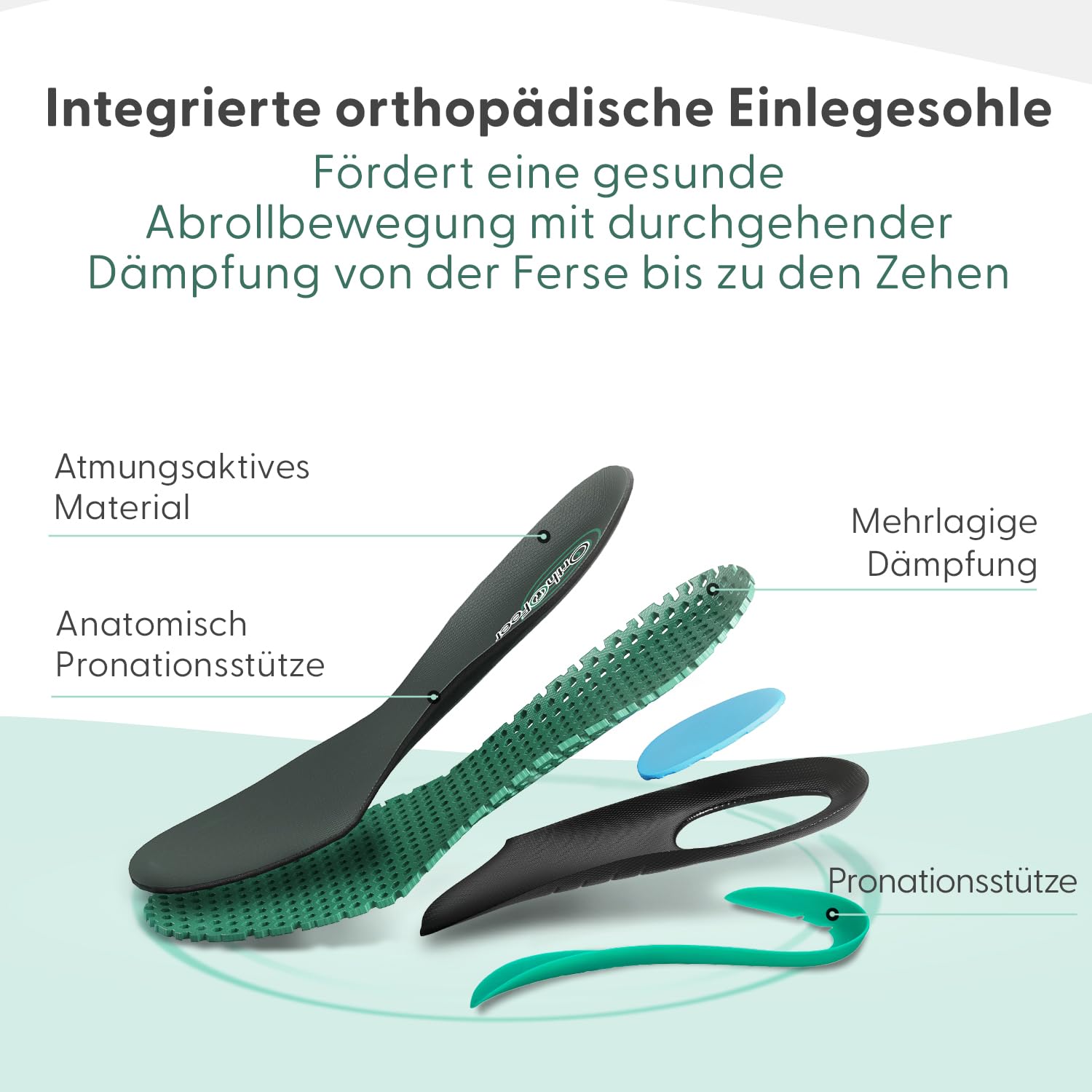 Orthofeet Avalon Orthopädische Herren Wanderschuhe | Wasserdichte Trailrunning-Schuhe Mit Rutschfester Profilsohle, Anatomischer Fußgewölbestütze Und Dämpfung