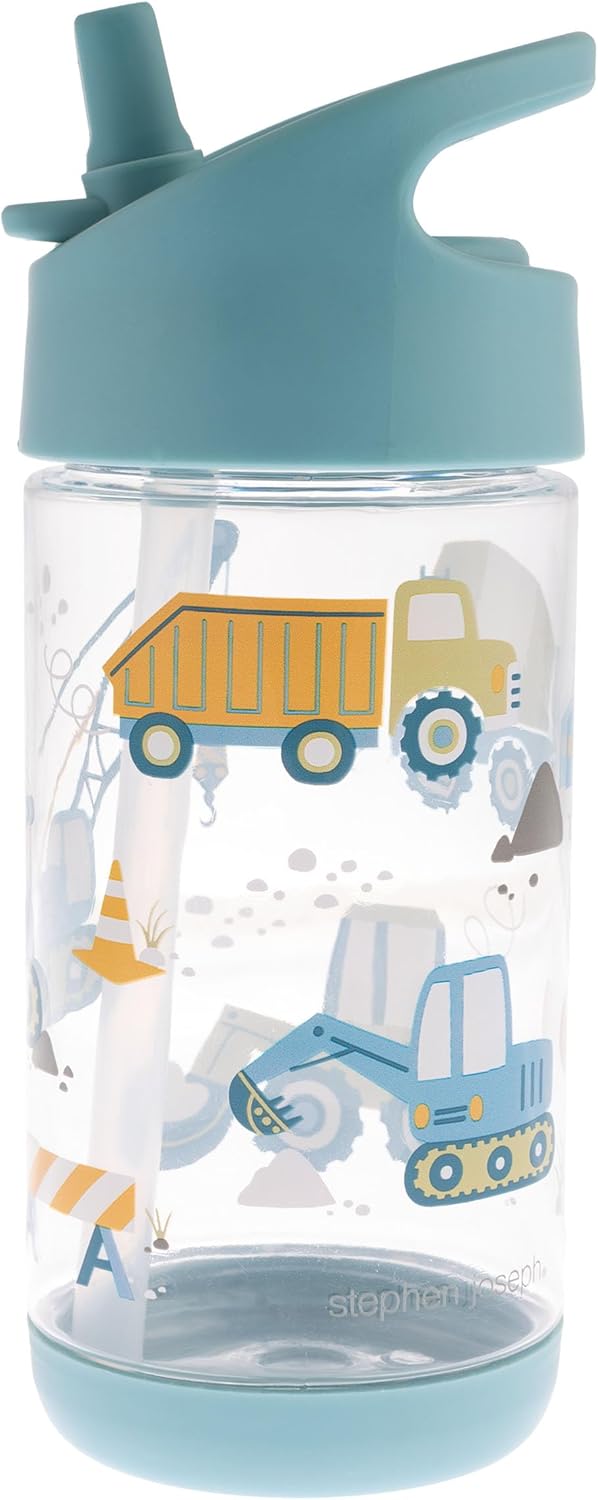 Stephen Joseph, Kids Flip Top Water Bottle, 10 oz Tritan BPA Free, Water Bottle for Girls & Boys, Back to School Flip Top Bottle, Construction - Image 3