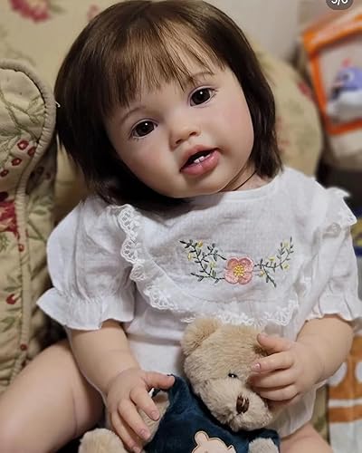 KAWAYII Handmade 24 Inch Reborn Toddler Doll Weighted Soft Vinyl Silicone Reborn Baby Doll Lifelike Realistic Girl Newborn Baby Dolls Birthday Gift