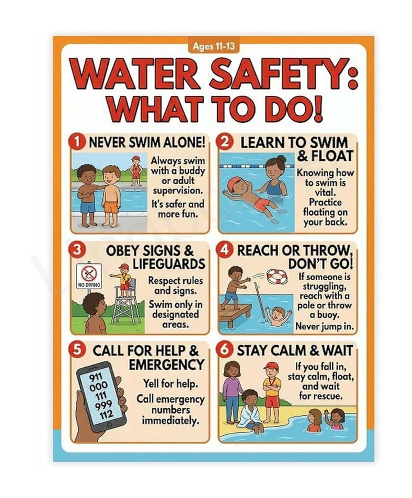 MDBJTCYZN Pool Rules for Water Learning Poster Canvas Wall-Art for Room Swim School(Framed,16x24inch(40x60cm))