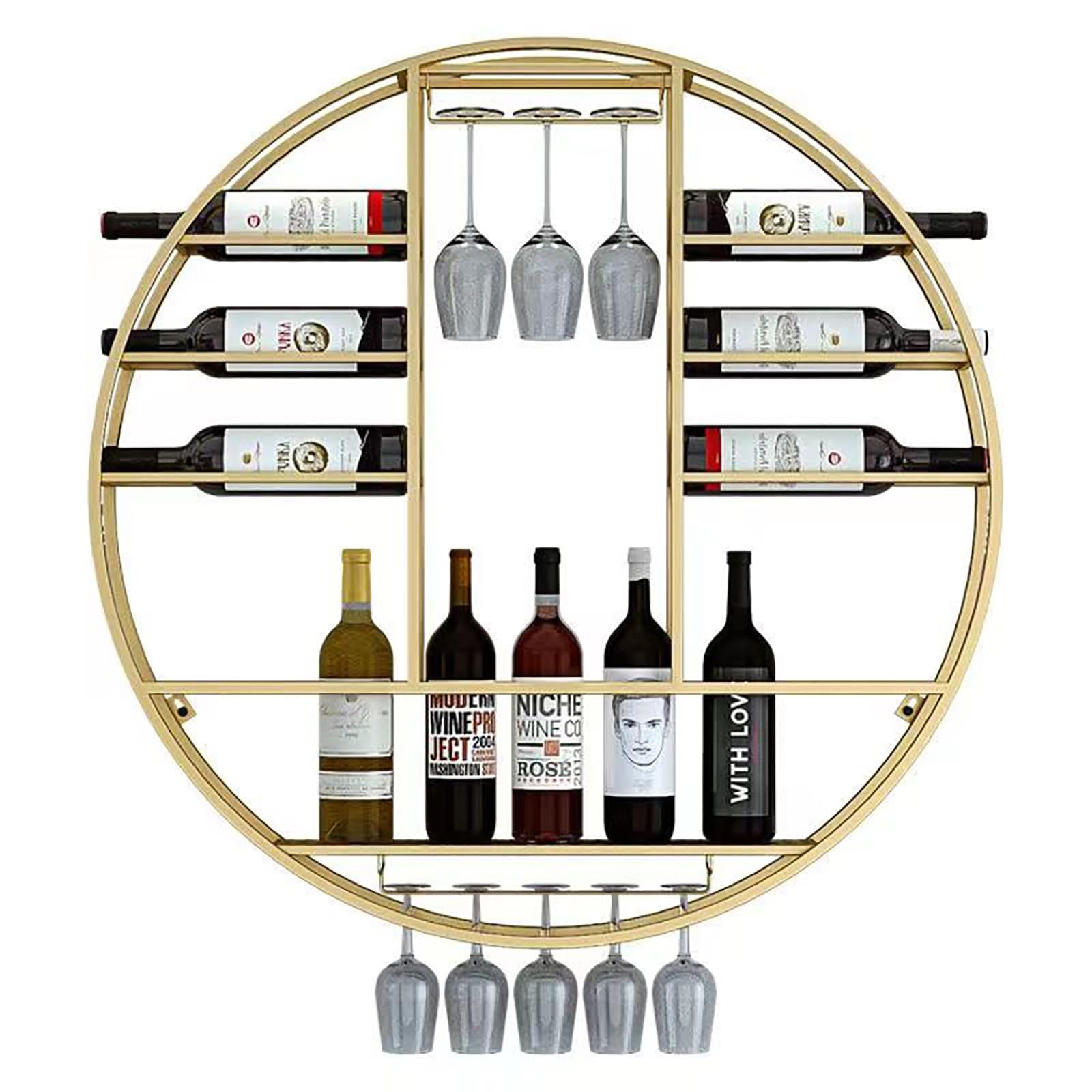 Porte-bouteilles de vin mural chic couleur or pour intérieur élégant