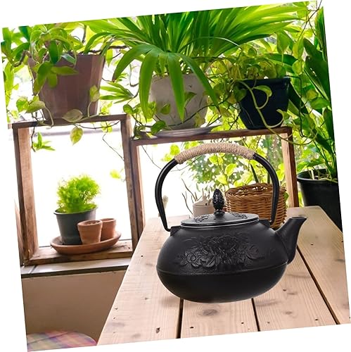 Miniatura 7 de Tetera de hierro fundido Calefacción Olla de agua con mango Tetera Estufa Tetera de calentamiento de agua Olla de agua Tetera engrosada Tetera de