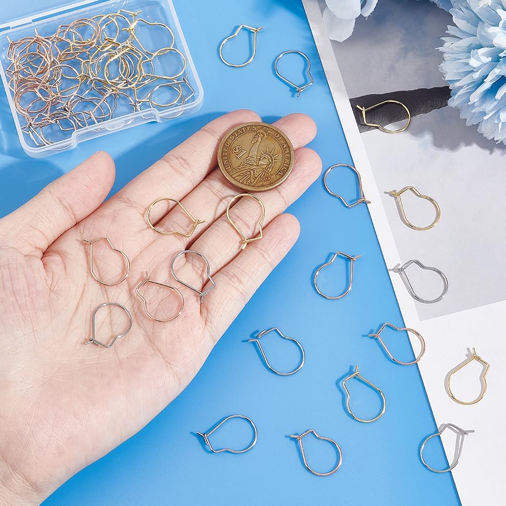 UNICRAFTALE About 60 Pieces 3 Colors Stainless Steel Earring Hooks Metal Ear Wire Mixed Color Wire Earring Hooks Jewelry Earring Findings for DIY Earring Jewelry Making 18x13x0.8mm - Image 2