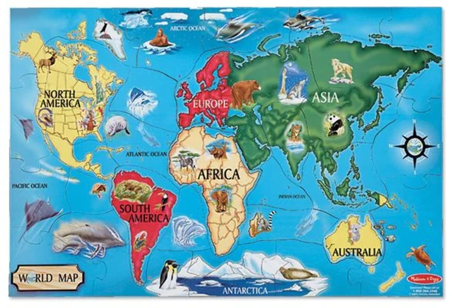 Melissa & Doug Floor Puzzle World MAP (Set of 3)