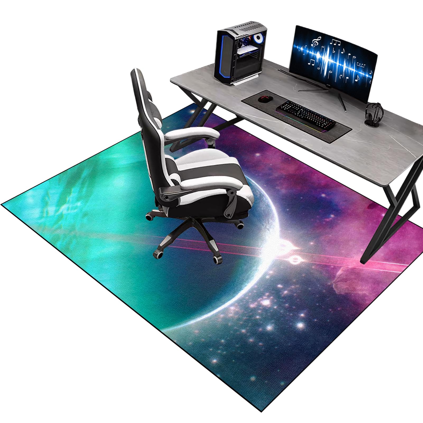 Office Gaming Chair Mats for Carpeted Floor, 80 x 120 cm Desk Chair Floor Protector Mat for Carpet, Computer Floor Mat for Carpets, Gaming Rug for Hard Floor, Floor Protector for Rolling Chair