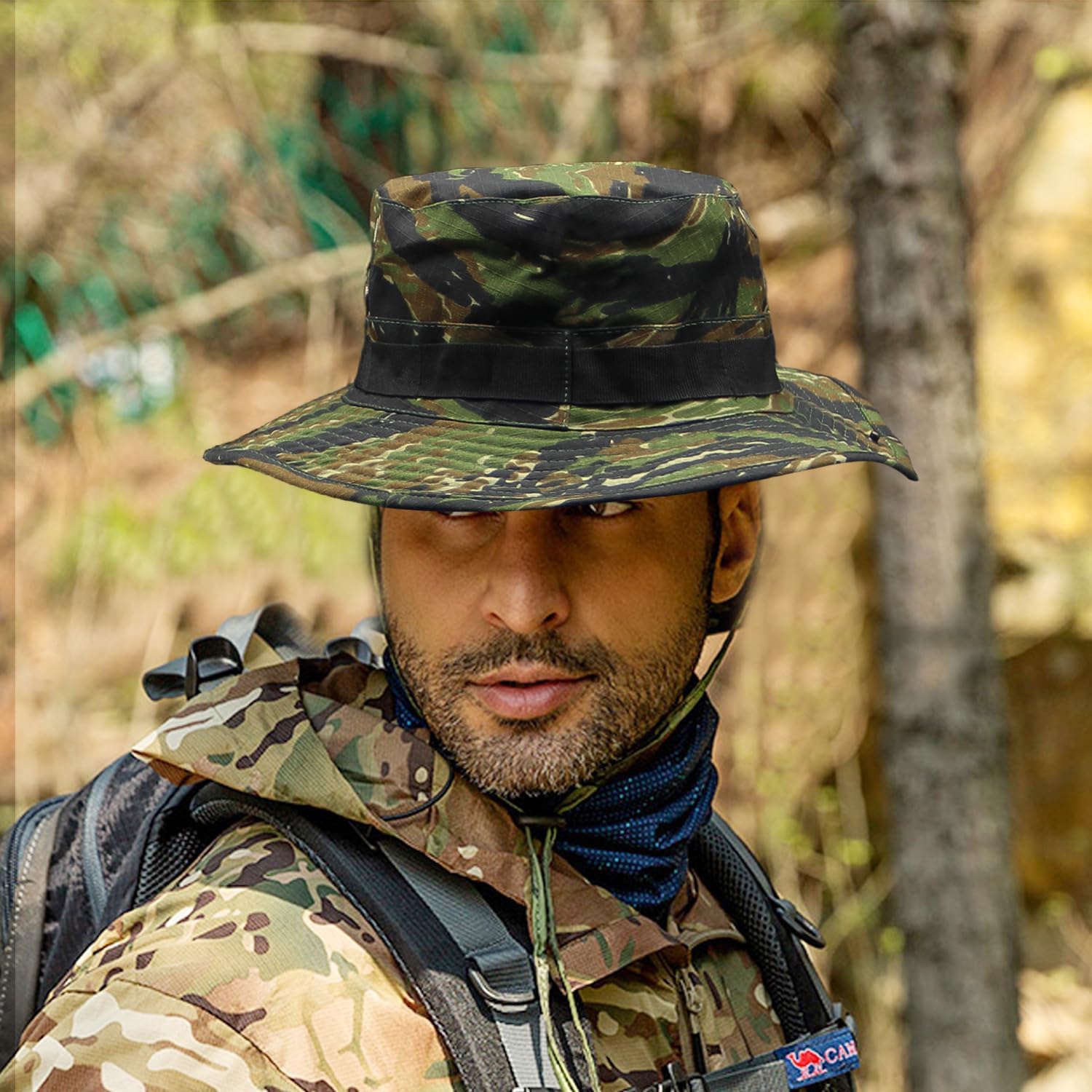 Camo Boonie Hat for Men Women, Military Tactical Wide Brim Bucket Hats, UPF50+ Jungle Sun Hats for Fishing Hunting Safari - Image 6