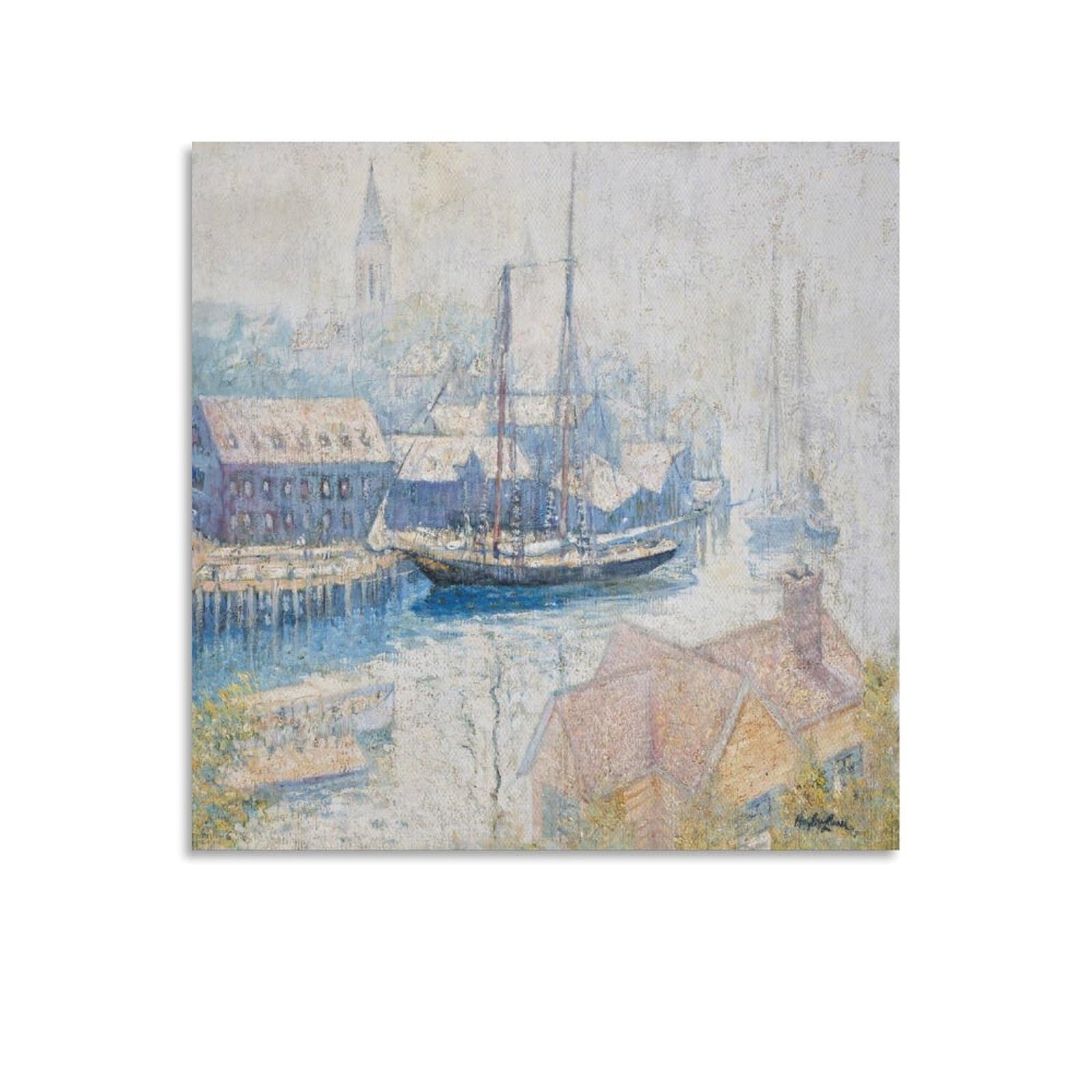 KLAGCBDF Hayley Lever Gloucester Harbor from Banner Hill Canvas Art Poster And Wall Art Picture Print Modern Family Decor Posters 12x12inch(30x30cm)