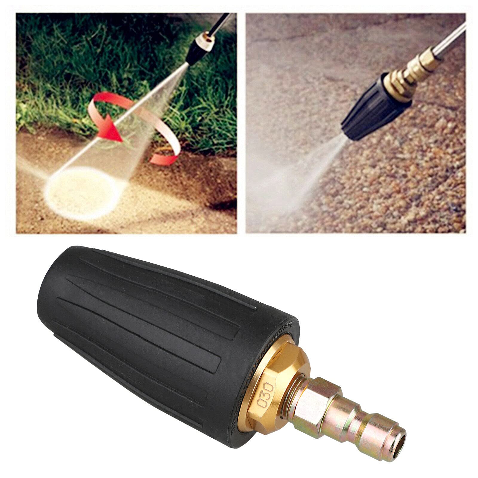 Buse Turbine Rotative Turbo 3000 PSI – Nettoyage Haute Pression Ultra Puissant, Jet Rotatif 0°/Grand Angle, Laiton/Inox