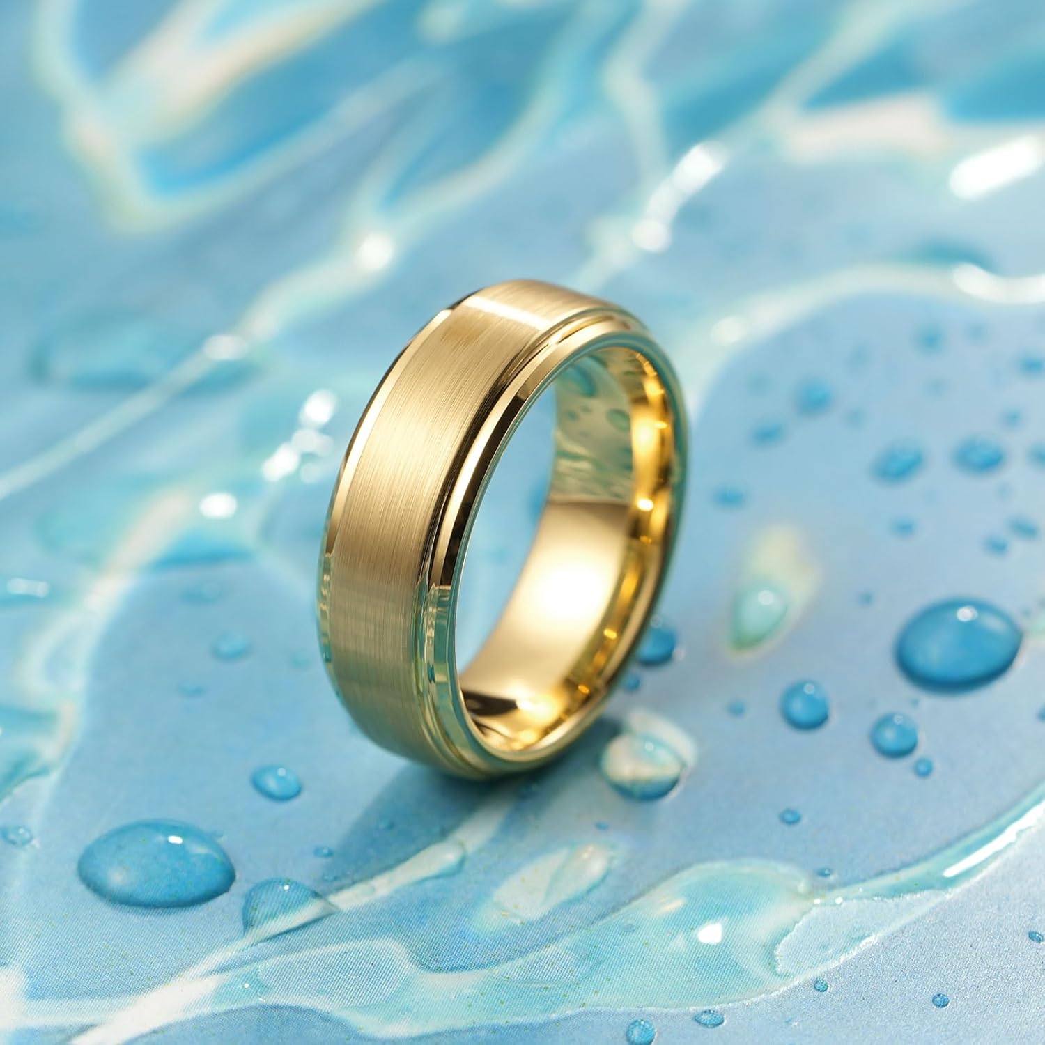 King Will Classic Tungsten Wedding Band for Men, 6/7/8/9/10mm Widths, Polished Finish Step Edge Matte Rings Comfort Fit