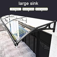 Vista 2 de Toldo para puerta delantera para patio al aire libre, toldo de entrada con diseño de fregadero grande, cubierta de policarbonato, refugio de lluvia