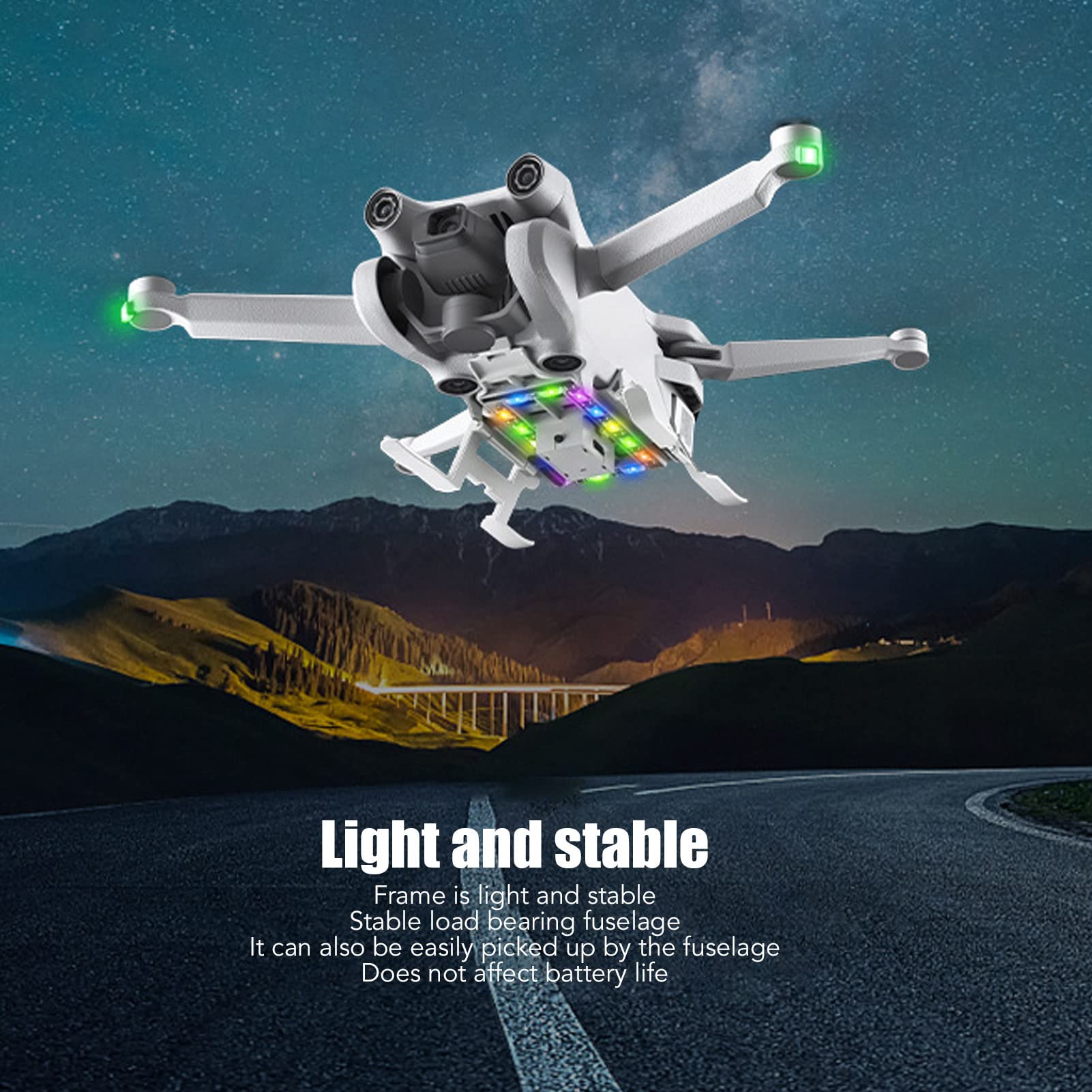 Gambe luminose del carrello di atterraggio Carrello di atterraggio pieghevole professionale con luci a LED per drone Mini 3 Pro