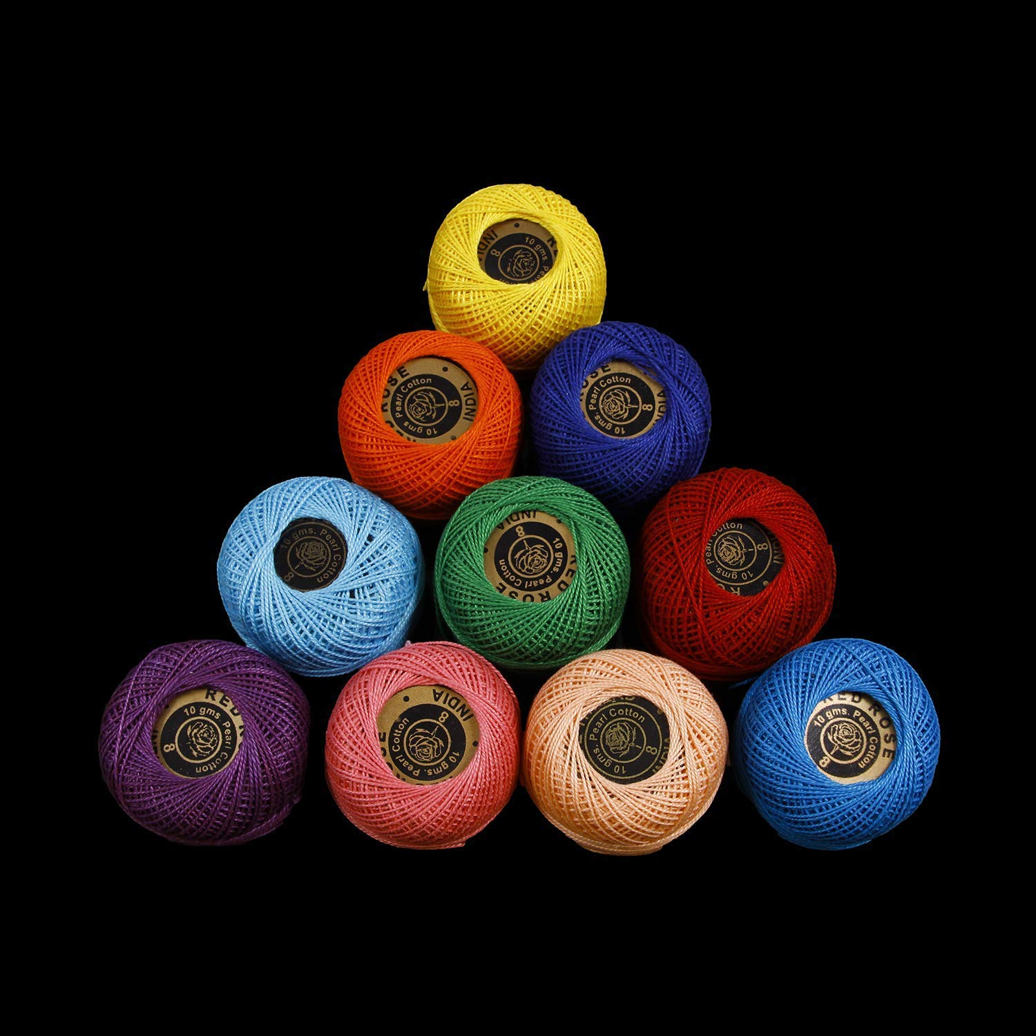 Embroidery Material Crochet Mercer Cotton Thread Yarn for Knitting and Craft Making (10 Ball, Multicolor)