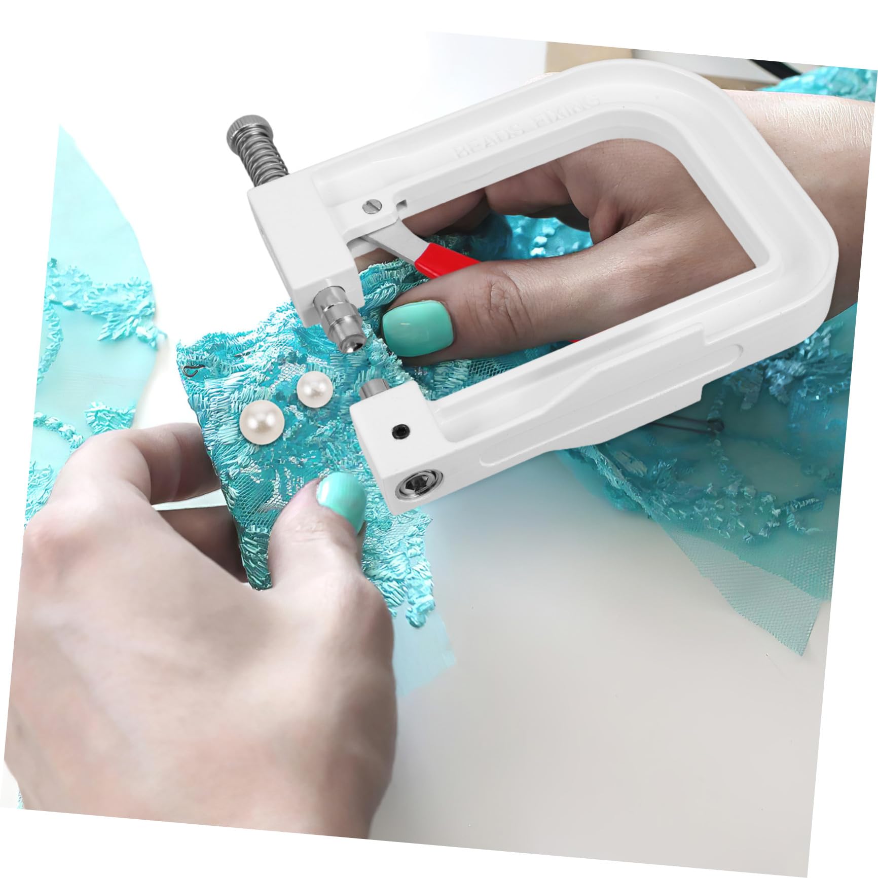 HOMSFOU Kit de Máquina para Colocar Perlas, Prensa Manual para Remachar Cuentas, Compacto y Portátil de Metal y Plástico para Joyería