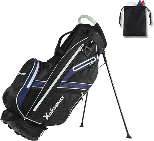 Bolsa de golf con soporte, bolsa de golf ligera con divisores superiores de 8 vías, bolsa de golf para hombres y mujeres con correa dual ajustable,