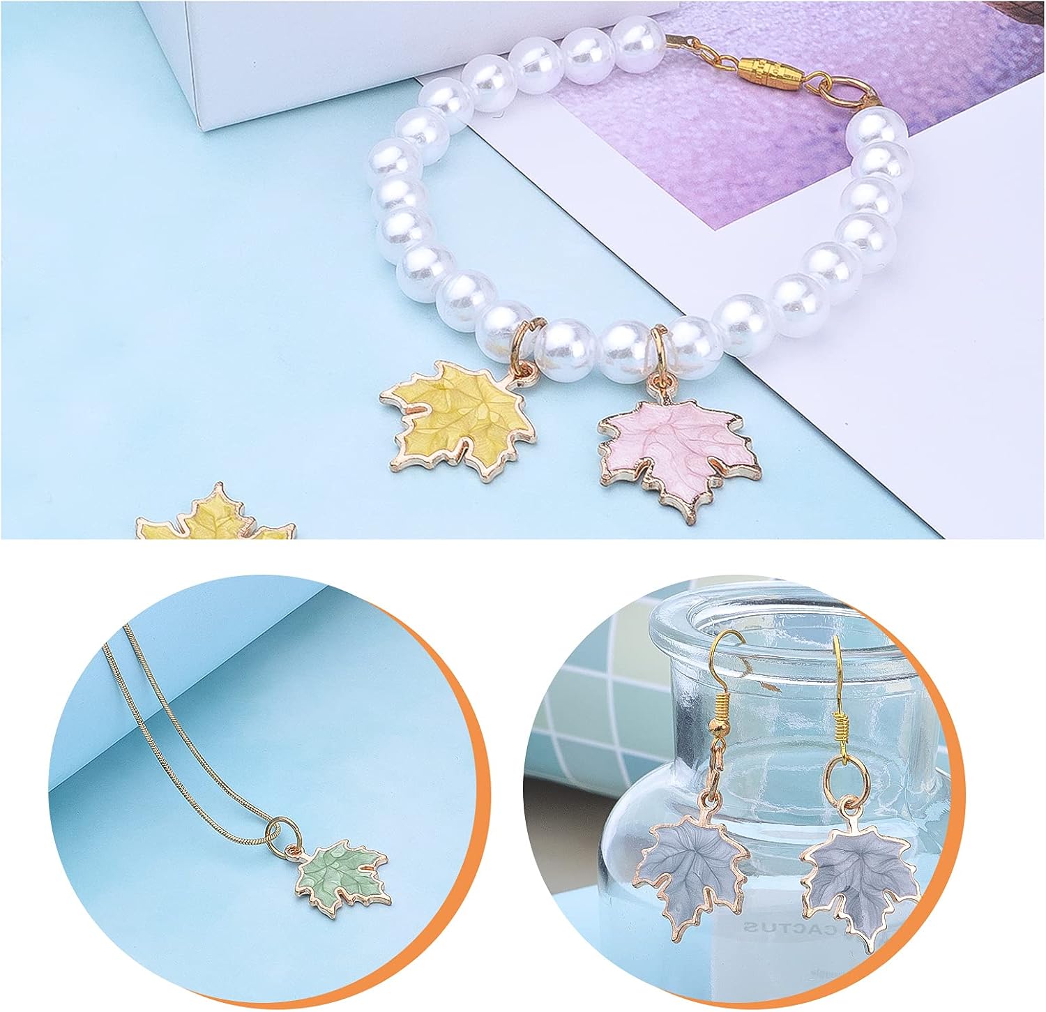 24pcs 4 Colors Maple Leaf Charms Alloy Autumn Fall Leaves Pendants Harvest Tree Leaves Charms Jewelry Making Accessories for DIY Earring Bracelet Necklace Craft Supplies - Image 6