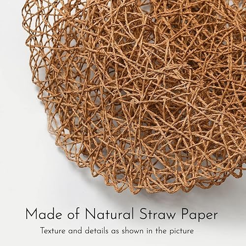 Miniatura 3 de IcosaMro Juego de 6 manteles individuales redondos marrones para mesa de comedor, tejido de papel bohemio de 15 pulgadas, manteles individuales