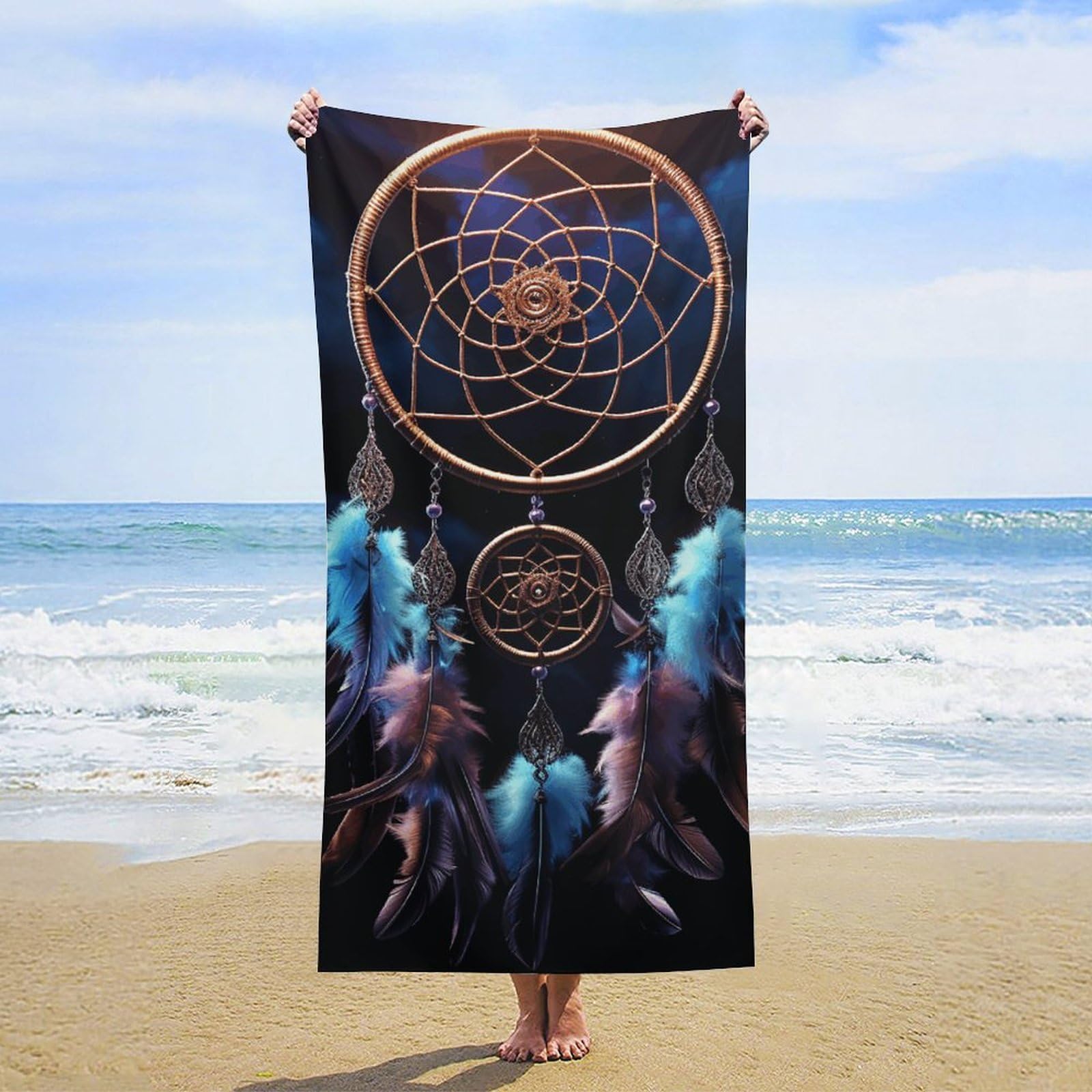 NTVOWPZO Dream Catcher Beach Towel Oversized Microfiber Bath Towels Lightweight Sand Proof Beach Towels Absorbent Pool Towels for Swimming Yoga Bathroom Towel 31.5" X 63"