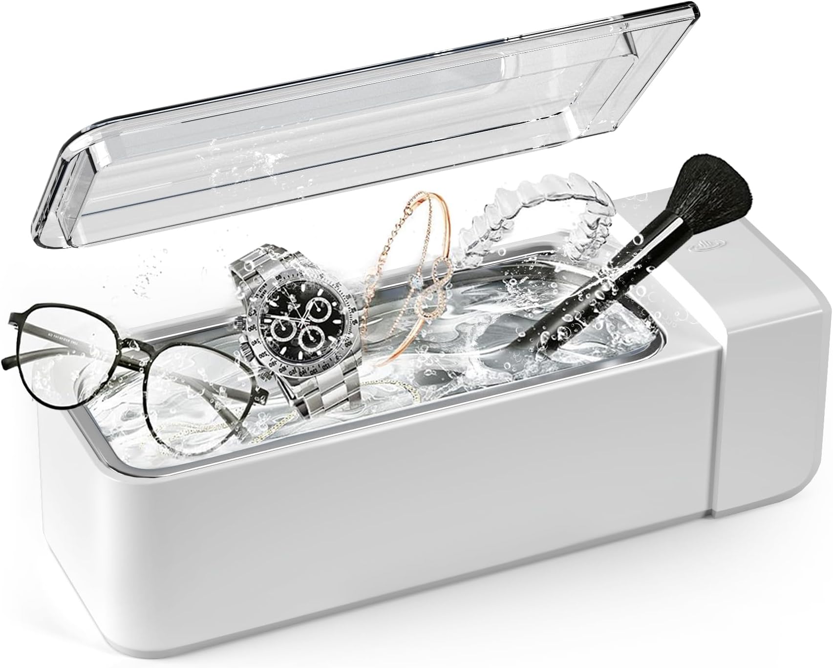 Ultrasonic Jewelry Cleaner, Professional Sonic Cleaner Machine 42kHZ 600ml, Glasses Cleaner for Retainer, Jewelry, Ring, Silver, Dentures