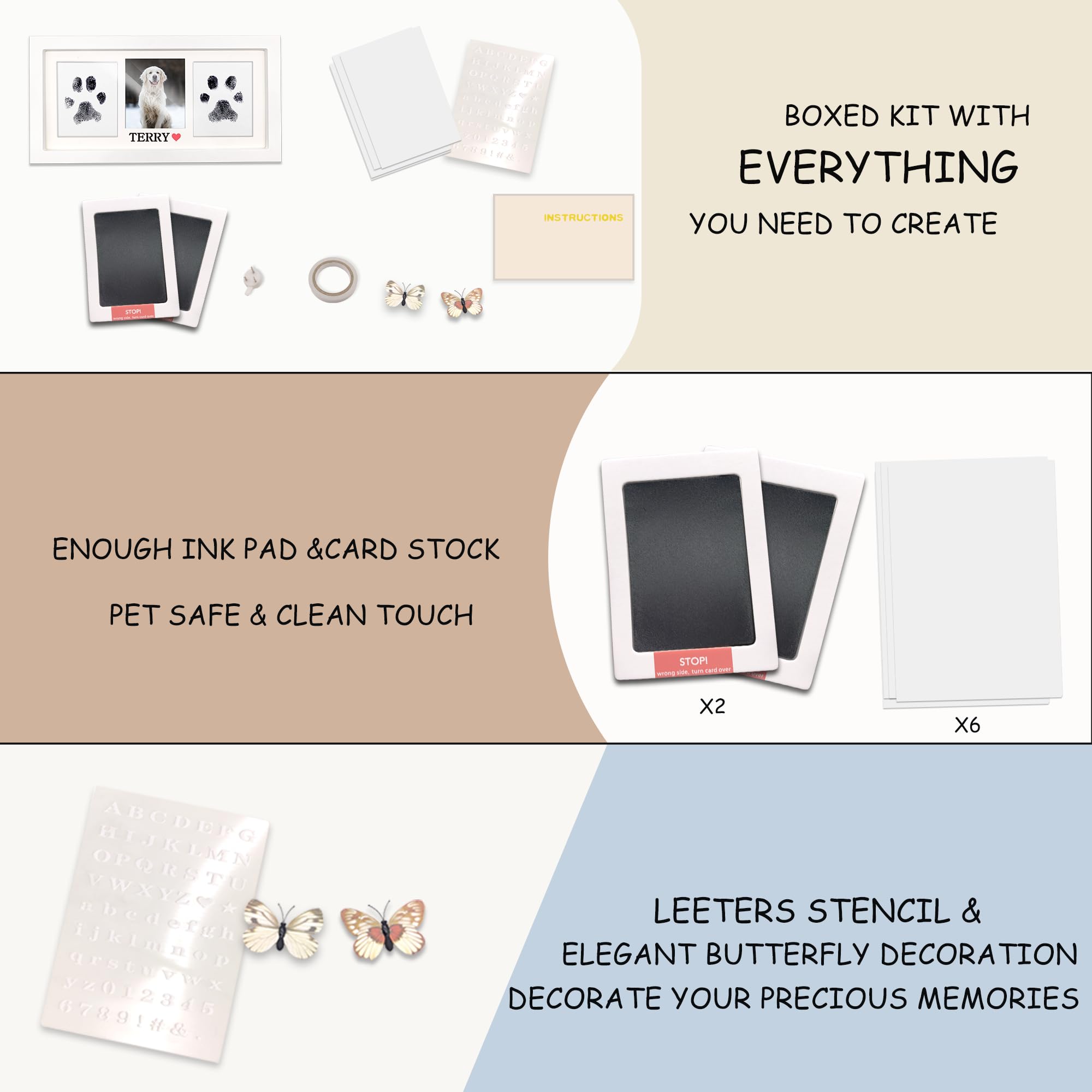 MYPAWLETS Paw Print Frame Kit Paw Print tampone di inchiostro/impronta impronta timbro pad per cani - bianco