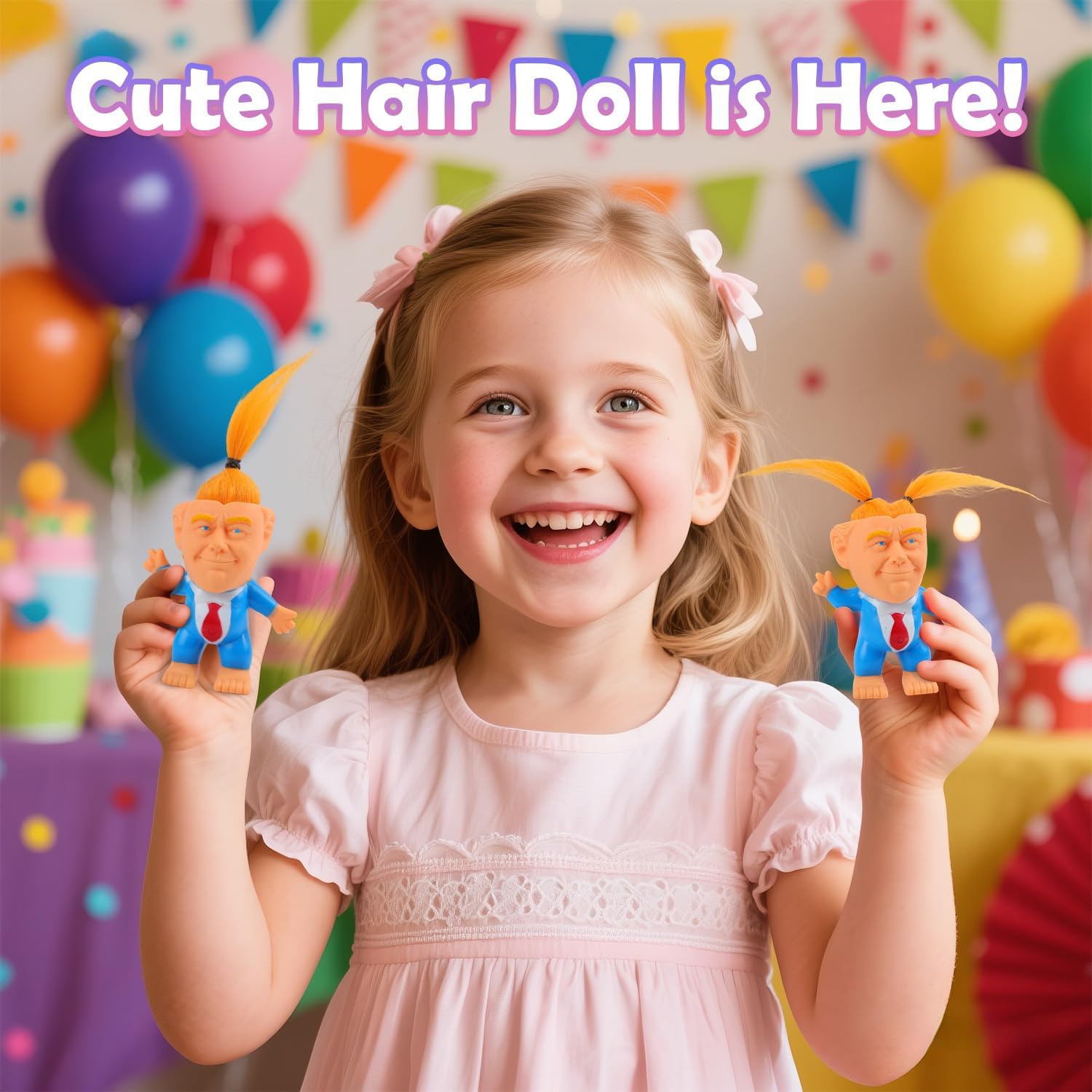 President Troll Doll, Rubber Gag Gift with Long DIY Blonde Hair & Exaggerated Giant Feet, President Joke Figurine, Funny Prank Collectible Figure, Novelty Sensory and Fidget Toy