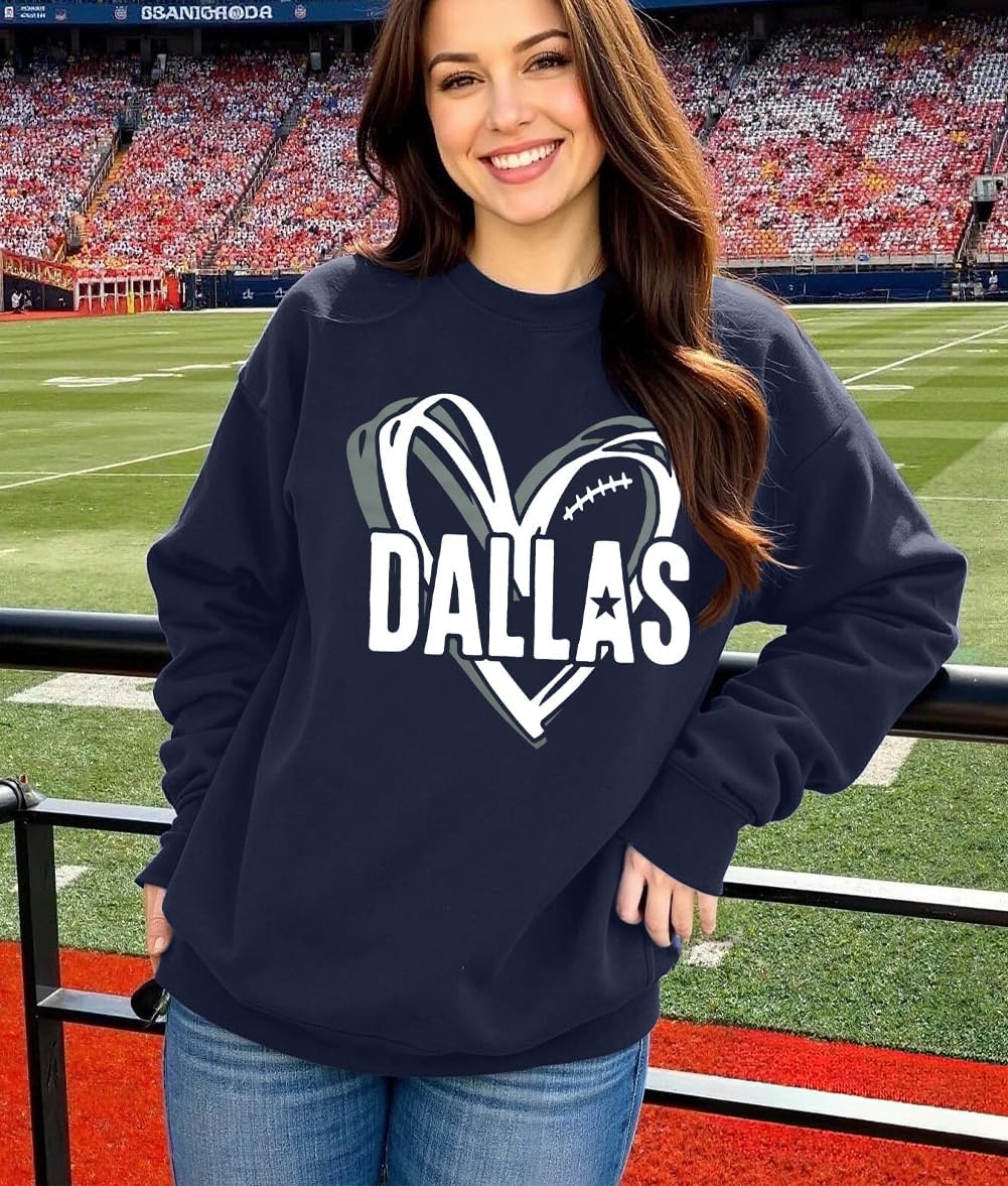 LOTUCY Football Sweatshirt Women Game Day Team Fans Heart Pullover Tops image 3