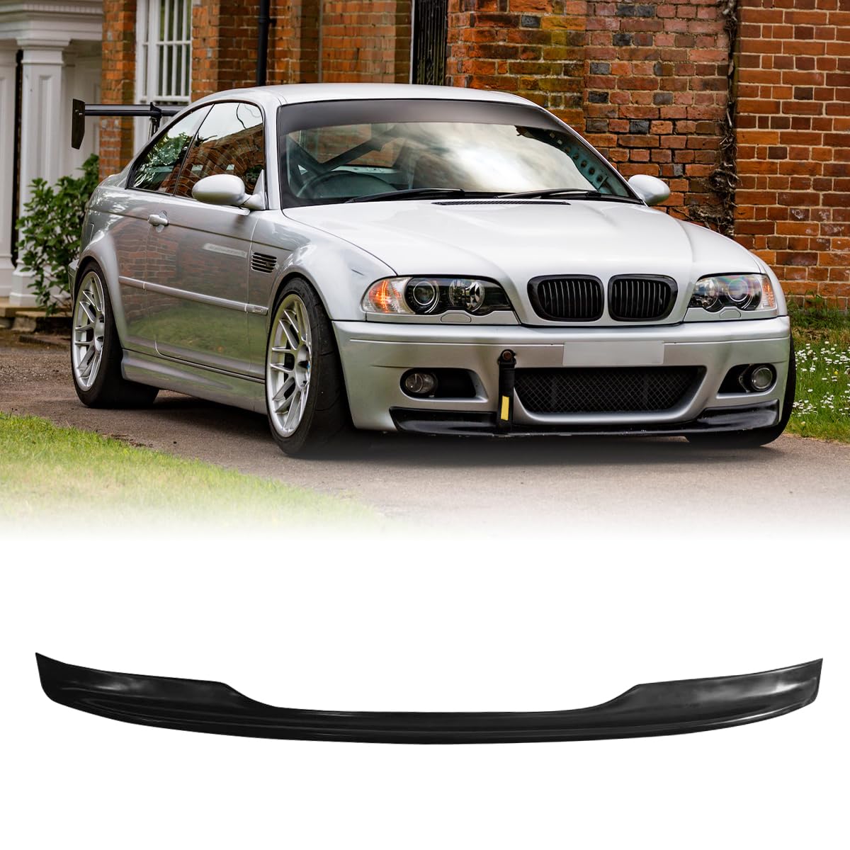 Front Bumper Lip Chin Spoiler, Compatible with 2001-2006 BMW E46 M3 Only, CSL Style Flexible Polyurethane(PU) Front Lower Splitter Protector, Unpainted Matte Black, 1 PC