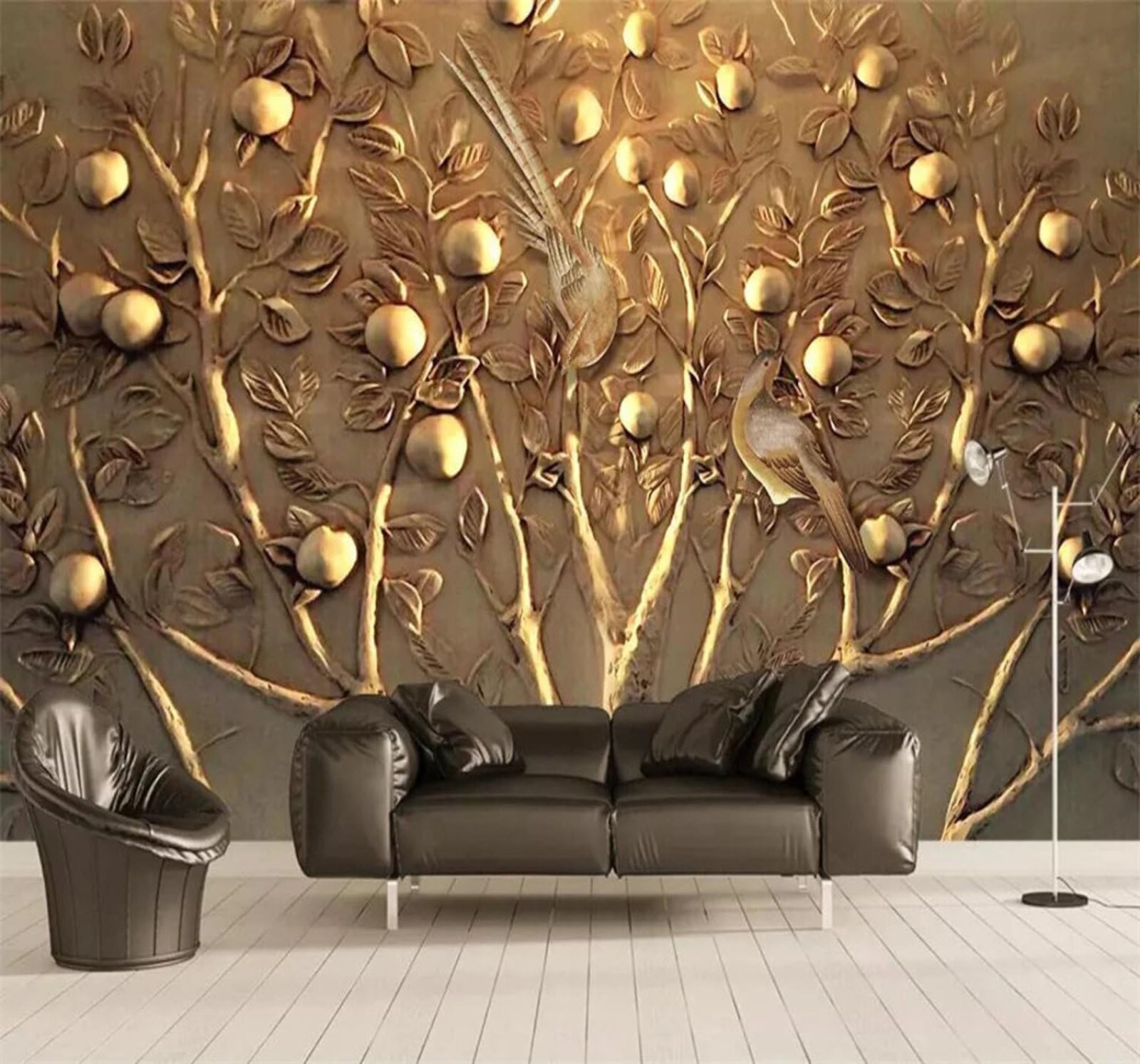 Relief Creative Trees Fruit Art 3D Wallpaper Easy Install Feature Office Living Room Sofa Bedroom TV Background Wall Decoration-300cm×210cm