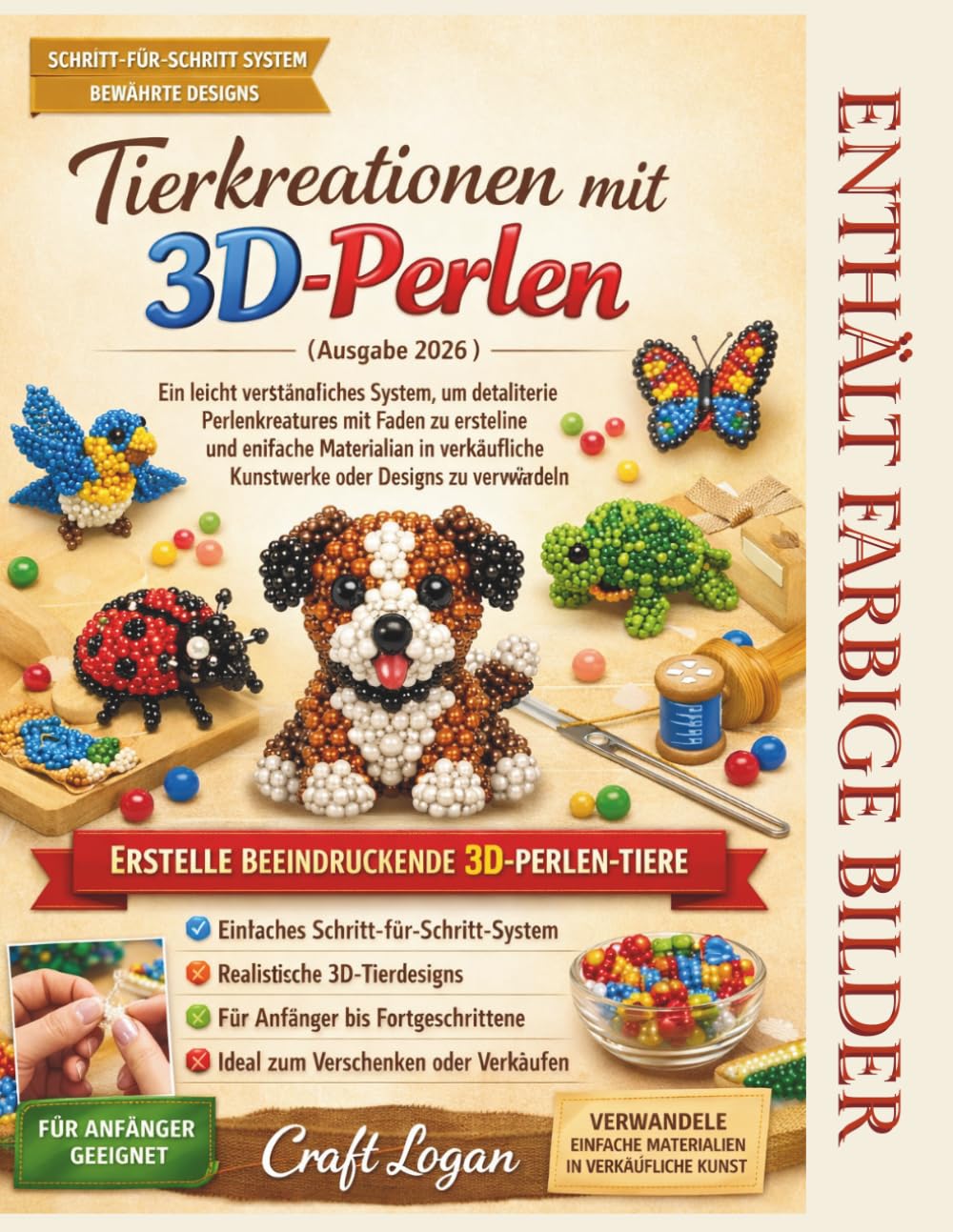 Tierkreationen mit 3D-Perlen (Ausgabe 2026): Ein leicht verständliches System, um detaillierte Perlenkreaturen mit Faden zu erstellen und einfache ... oder Designs zu verwandeln. (German Edition)      Paperback – March 22, 2026