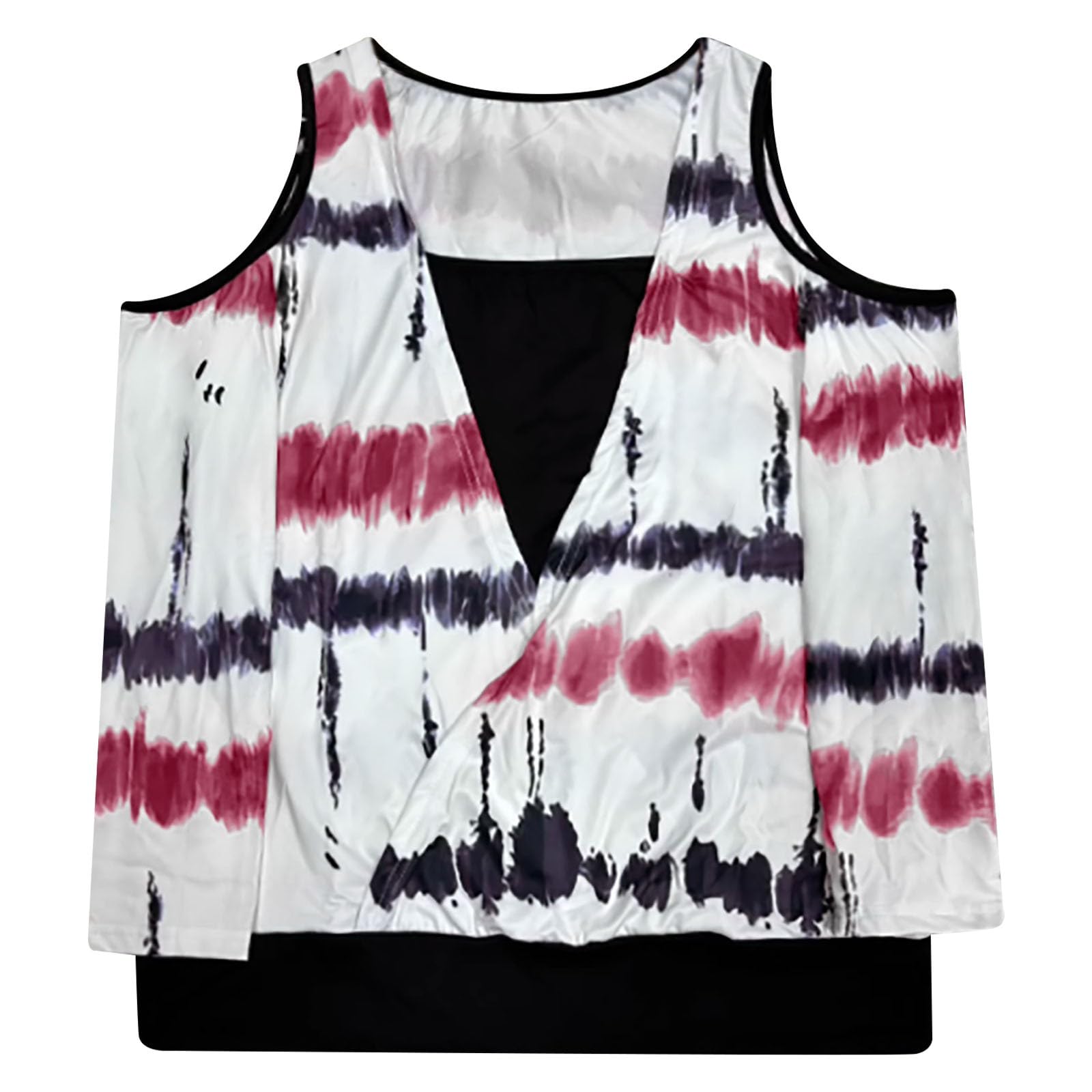 Camiseta a rayas para mujer Camisetas para el día a día, cuello de pico, diseño informal con patrón gráfico para primavera y verano