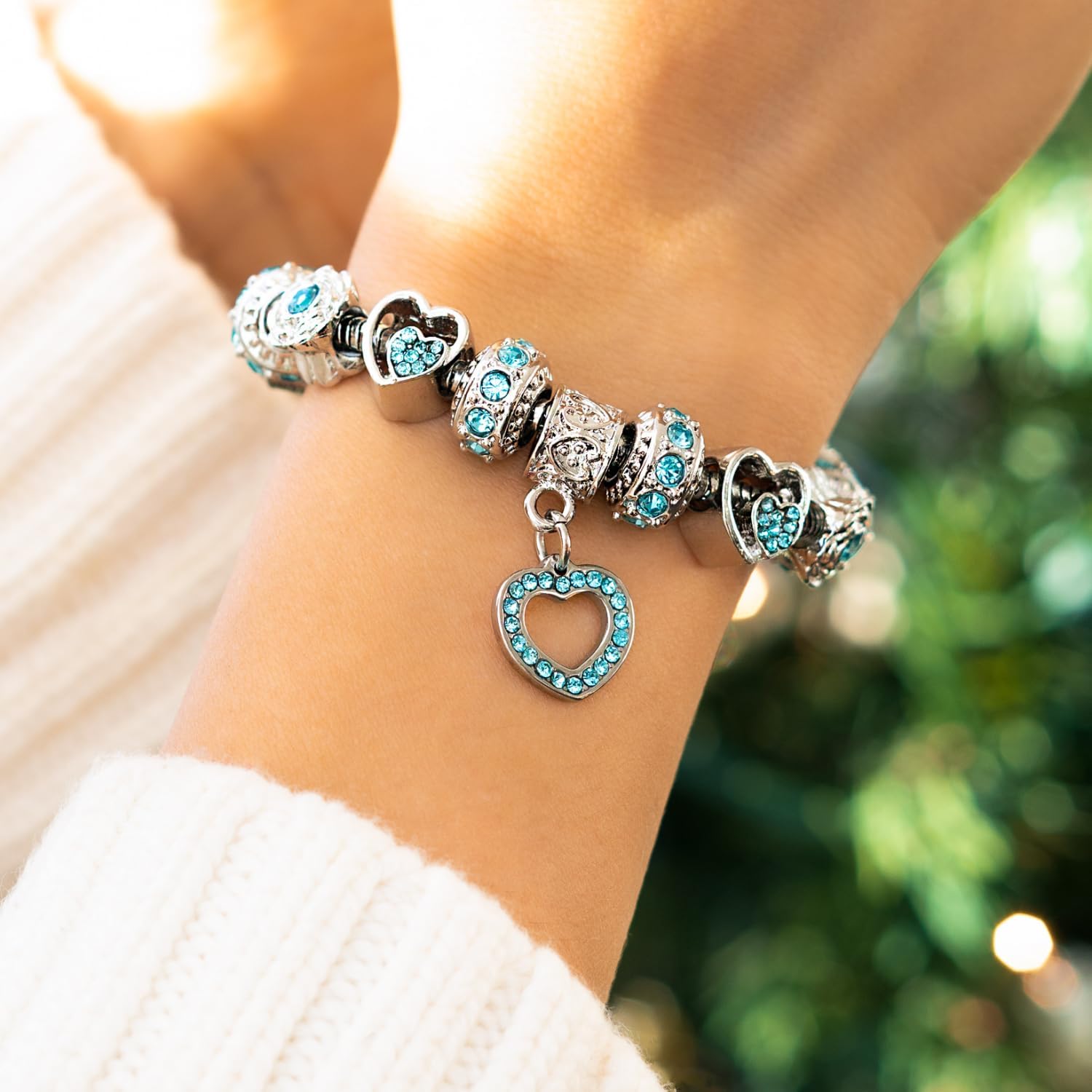 BELLA'S YARD Birthstone Bracelets, Gifts for her, Charm Bracelet for Women, 100% Stainless Steel, Water & Tarnish Resistant, Ideal Anniversary or Birthday Gift for Wife, Jewelry for Mom Girlfriend, 15 Charms Included - Adjustable, Includes Velvet Bag, Simulated Birthstone
