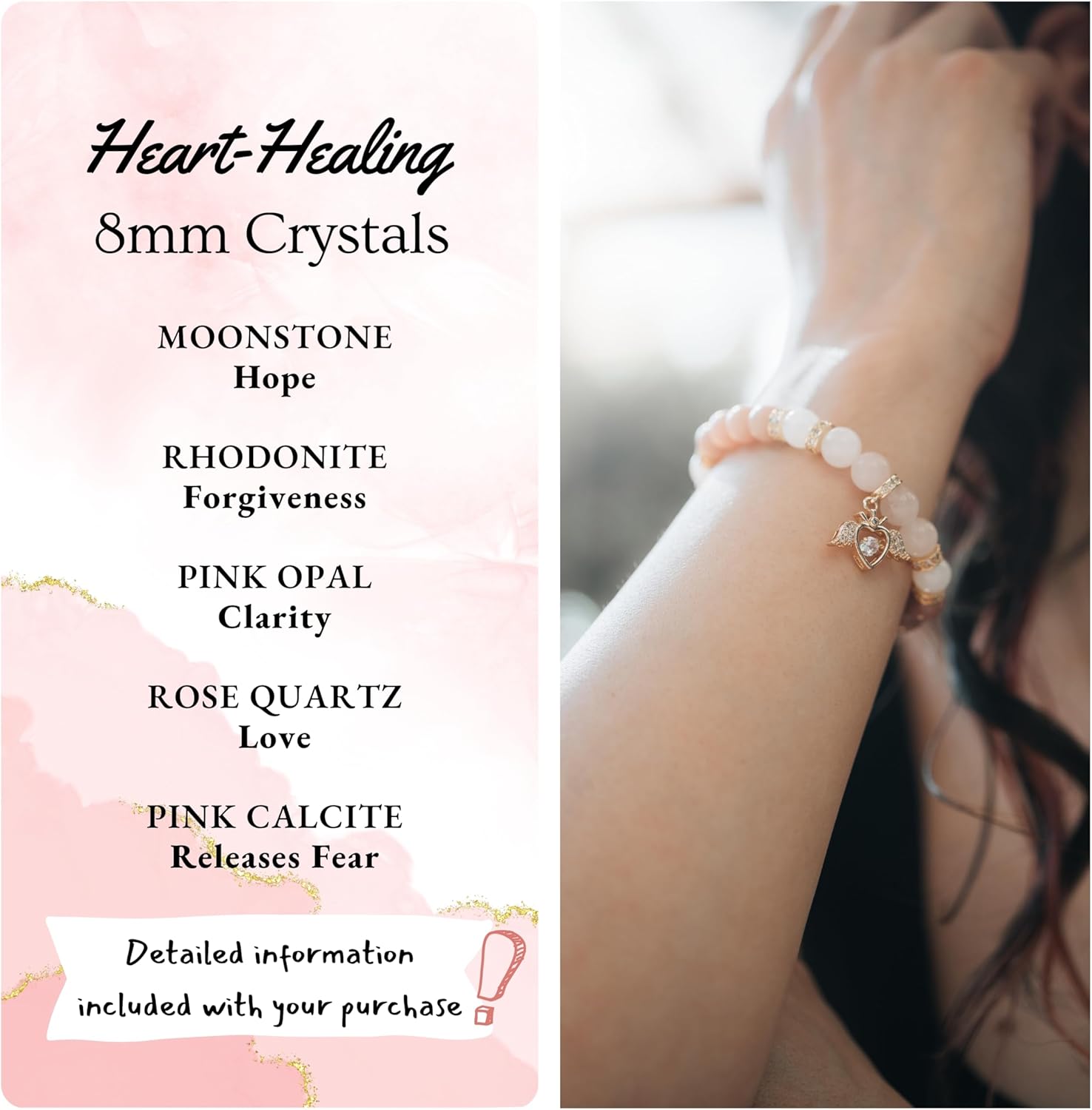 Sympathy Gift Healing Crystal Bracelet Spiritual Bereavement Gifts for Loss of Mother – Gold Charm Bracelet - Universal Fit - Sorry For Your Loss - Angel Gifts For Women - Image 7