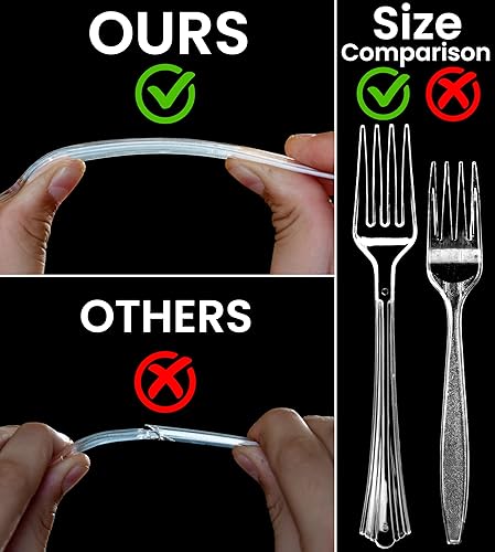 Miniatura 4 de Lonezo 150 unidades Tenedores de plástico Tenedores transparentes de plástico desechables resistentes a los golpes, tenedores desechables