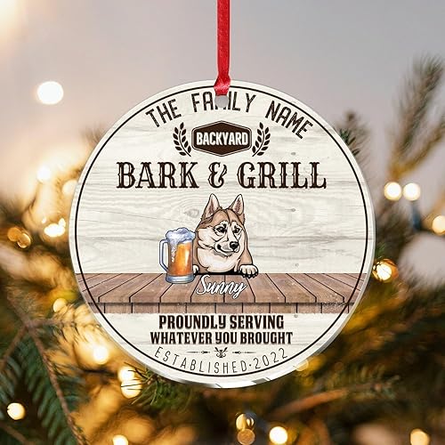 Vista 33 de SILYHEART Presa Canario Christmas Acrylic Ornament Dogs Welcome Ceramic Christmas Keepsake Family Dog Name Funny Christmas Memorial Gifts for Mom