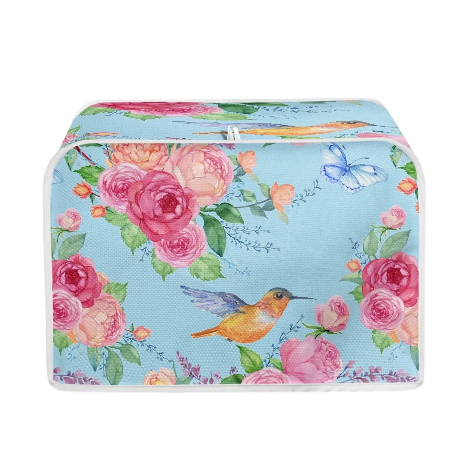 STUOARTE Hummingbird Butterfly Rose Toaster Storage Bag,Carrying Bag,Dustproof Small Applican Cover Washable Universal Size Compatible with Most 2-slice Toasters