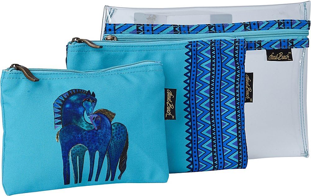 Laurel Burch Indigo Mares Set of 3 Cosmetic Bags (Indigo Mares)