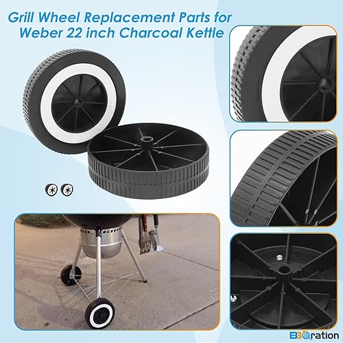 Miniatura 3 de Piezas de repuesto para rueda de parrilla Weber de 22 pulgadas para parrilla de carbón de 22 pulgadas 741001, 14401001, rueda de repuesto 65930 para